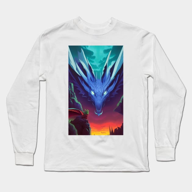 Dark Fantasy Anime Dragon Long Sleeve T-Shirt by ShopSunday